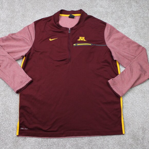 Nike Minnesota Golden Gophers Sweatshirt Mens XL Red Dri-Fit 1/4 Zip Pullover - Picture 1 of 16